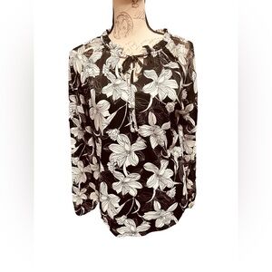 Beacon Apparel ruffle neck blouse size Medium, new with tags